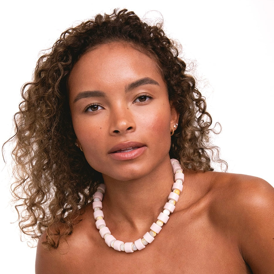 BLUSH & BUTTERSCOTCH MOTHER OF PEARL SUNDRY.  BEAD TWO.