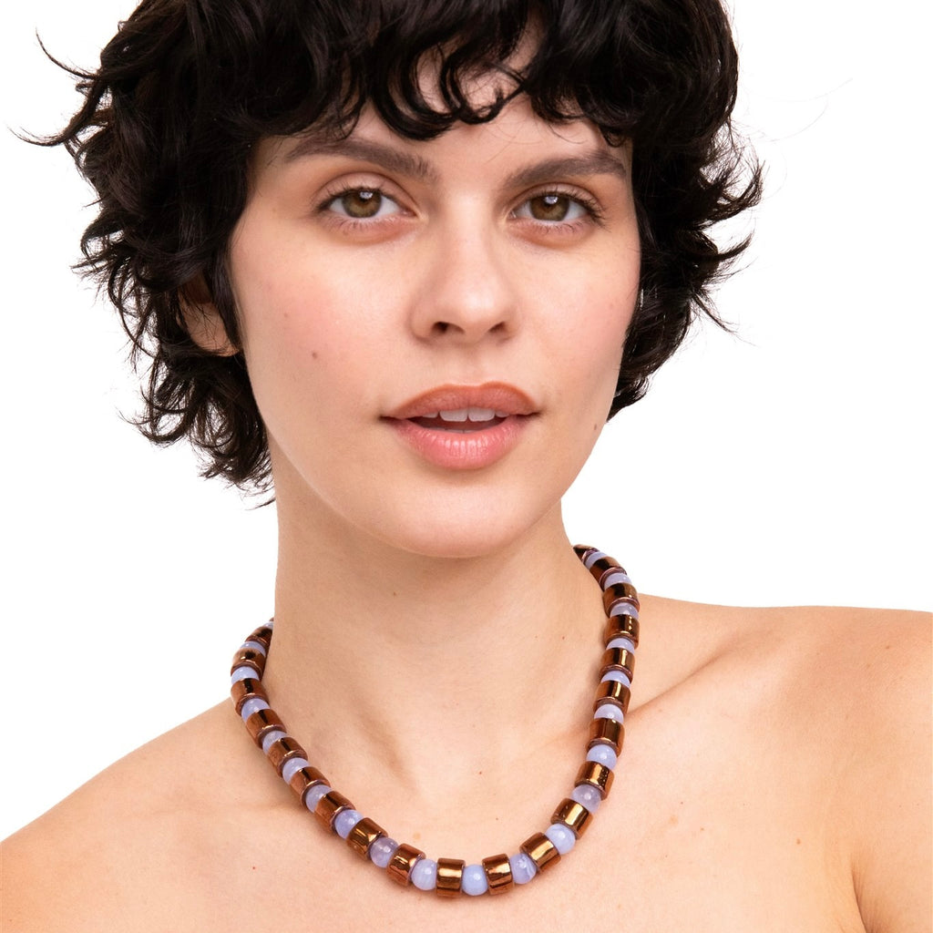 PENNY & BLUE LACE AGATE SUNDRY.  BEAD ONE.