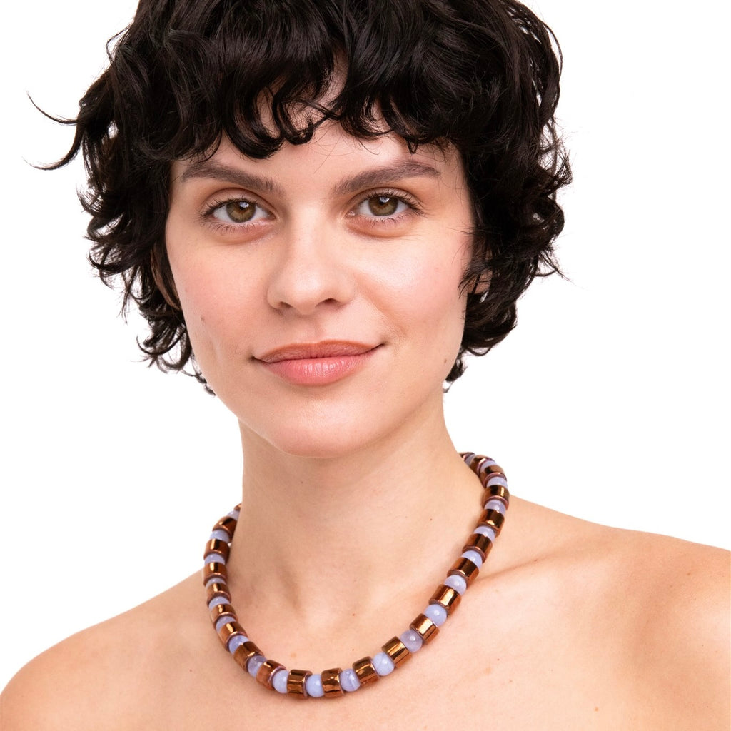 PENNY & BLUE LACE AGATE SUNDRY.  BEAD ONE.