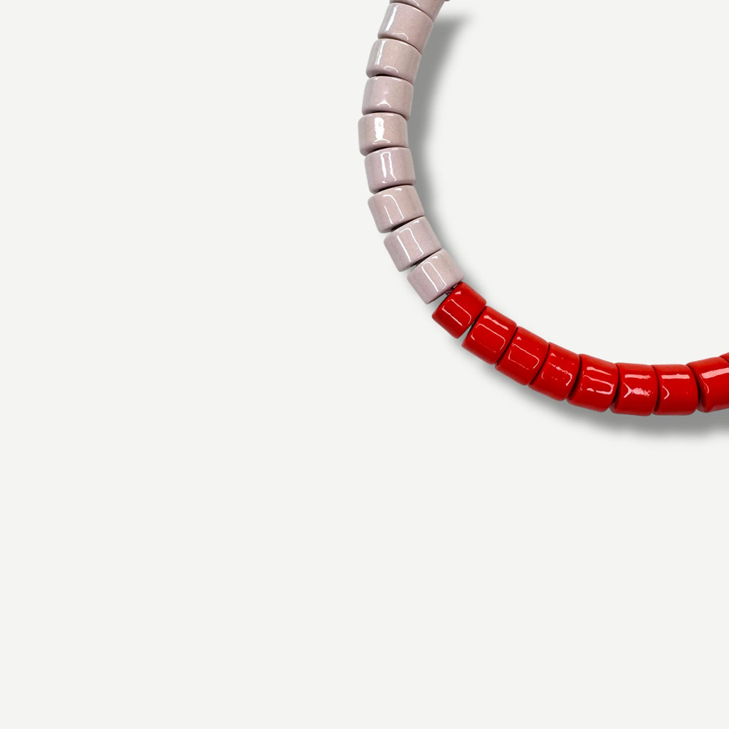 BLUSH & LOBSTER SPLIT CANDY.  BEAD TWO.