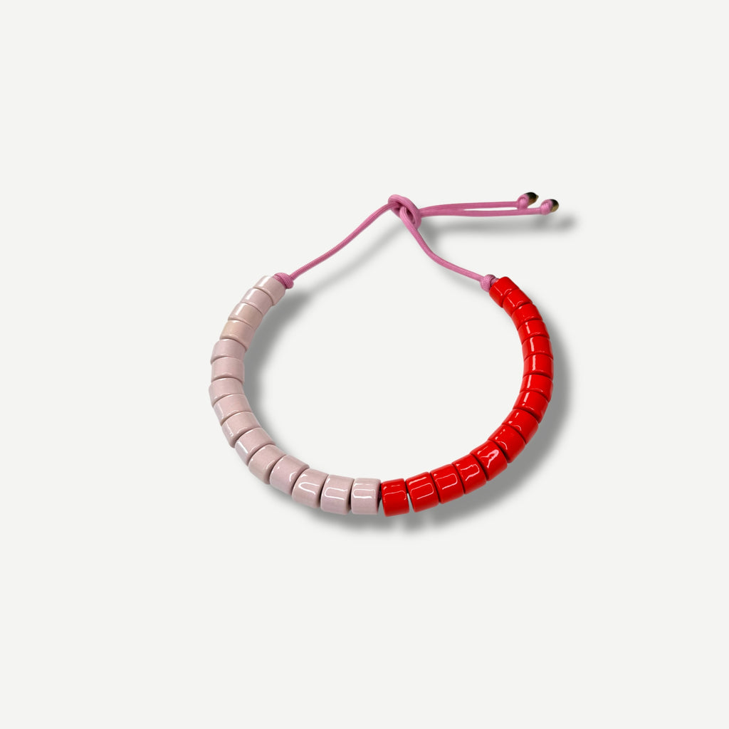 BLUSH & LOBSTER SPLIT CANDY.  BEAD TWO.