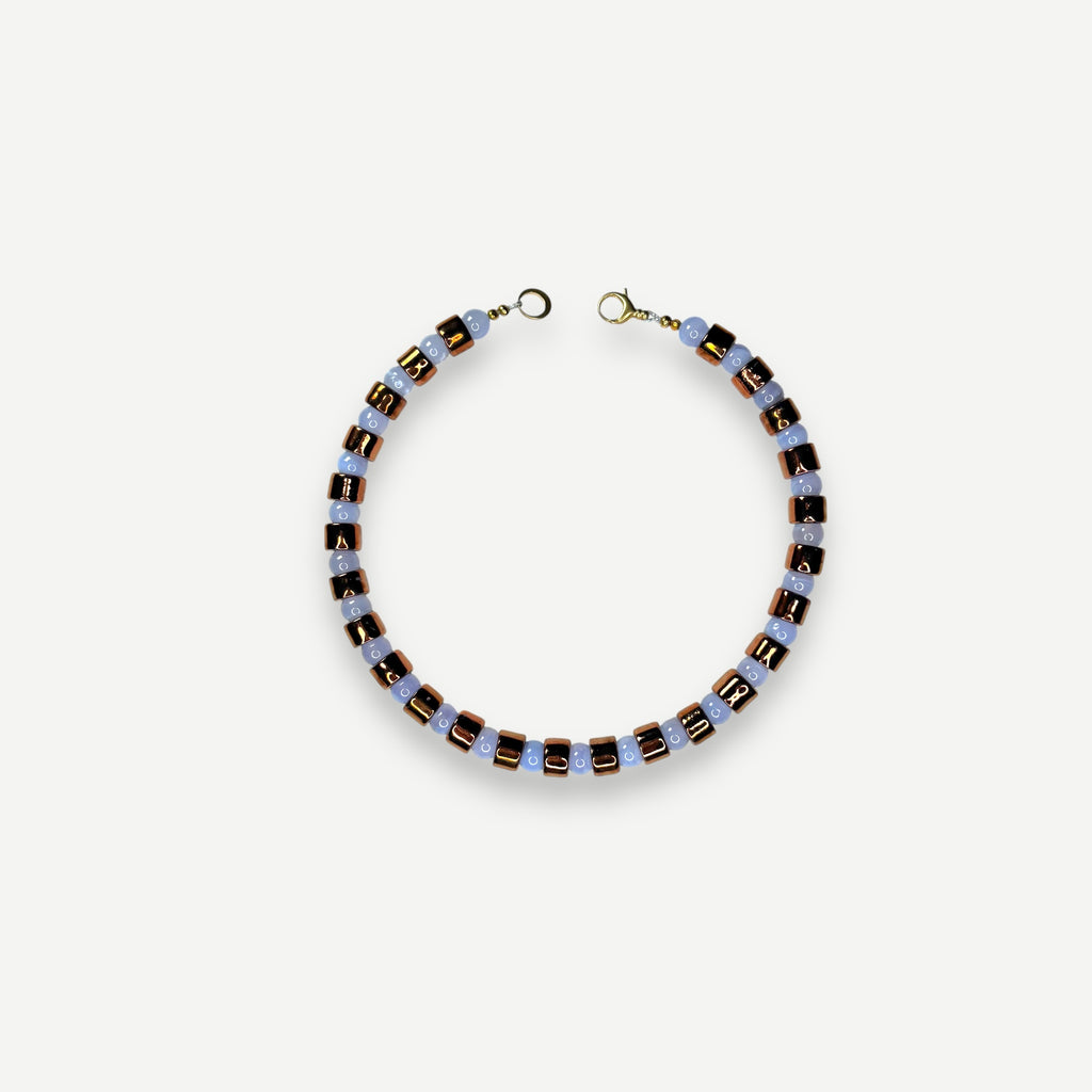PENNY & BLUE LACE AGATE SUNDRY.  BEAD ONE.