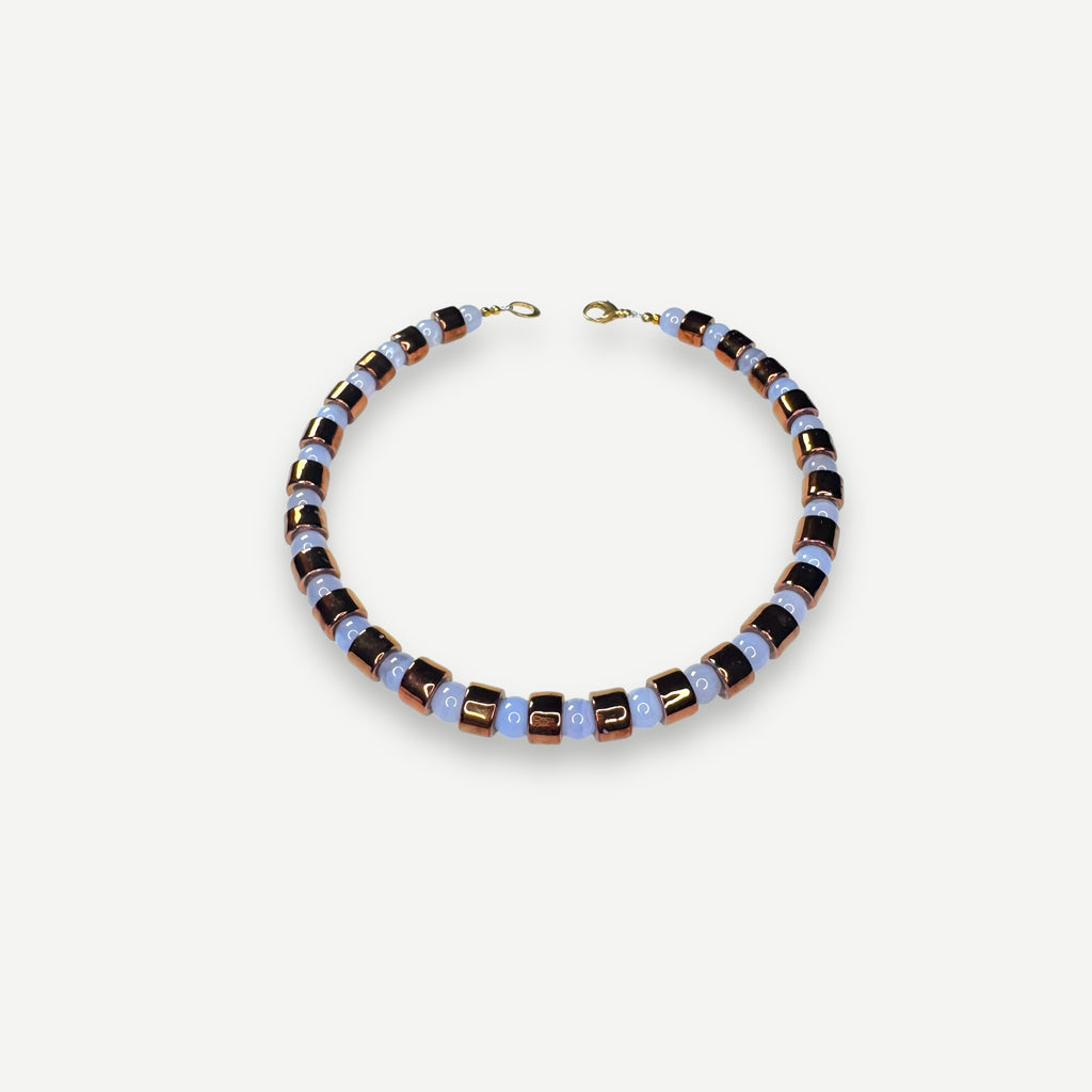 PENNY & BLUE LACE AGATE SUNDRY.  BEAD ONE.