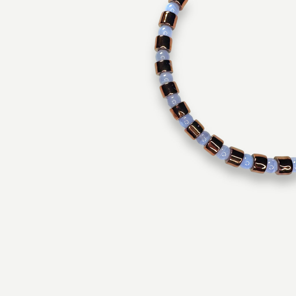 PENNY & BLUE LACE AGATE SUNDRY.  BEAD ONE.