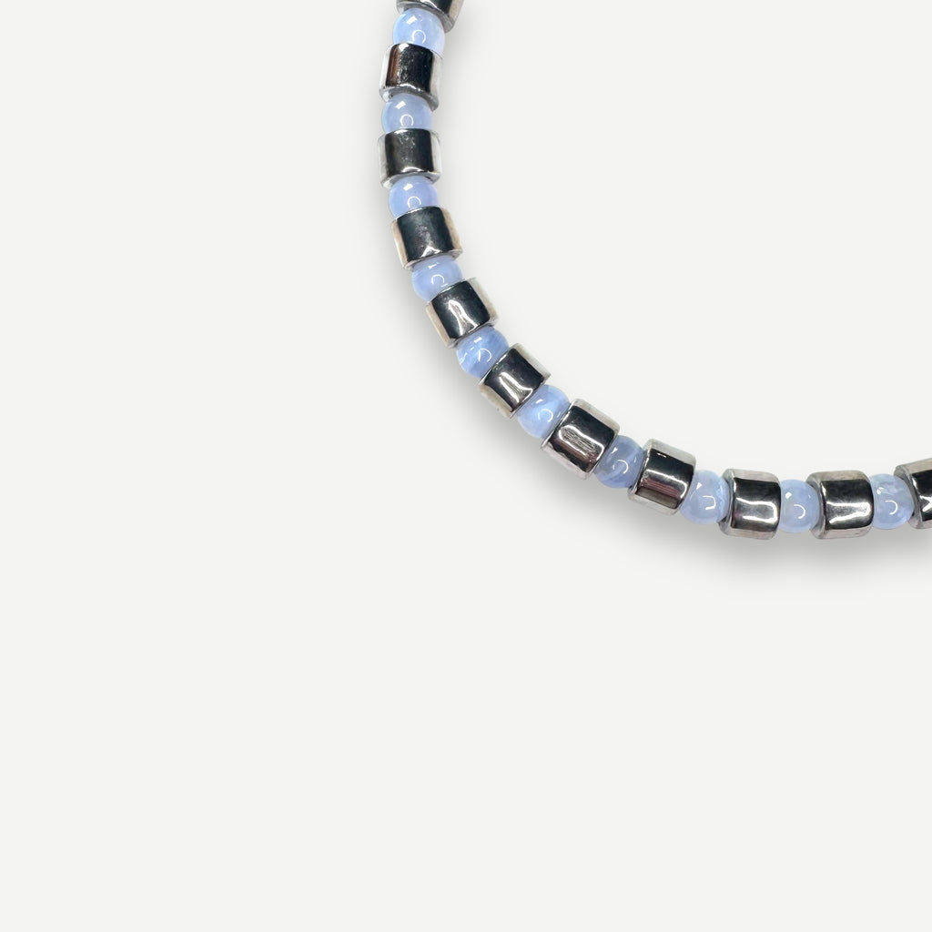COIN & BLUE LACE AGATE SUNDRY.  BEAD ONE.
